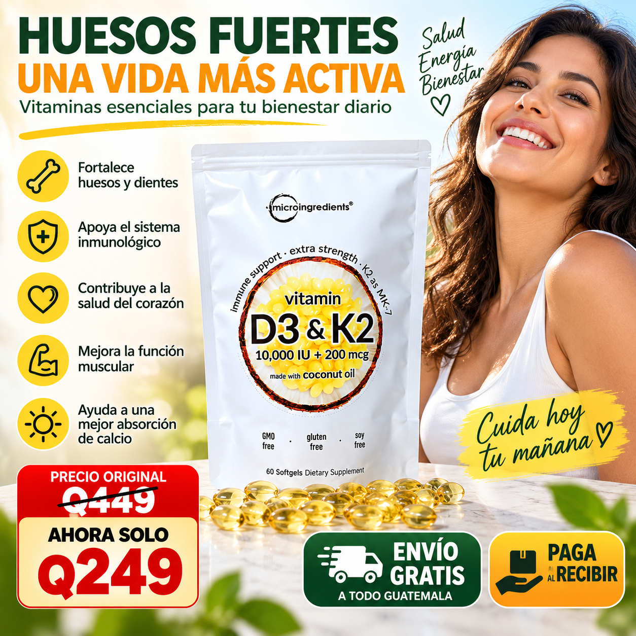 Vitamina D3 + K2 de Alta Potencia – Huesos Fuertes y Bienestar Diario